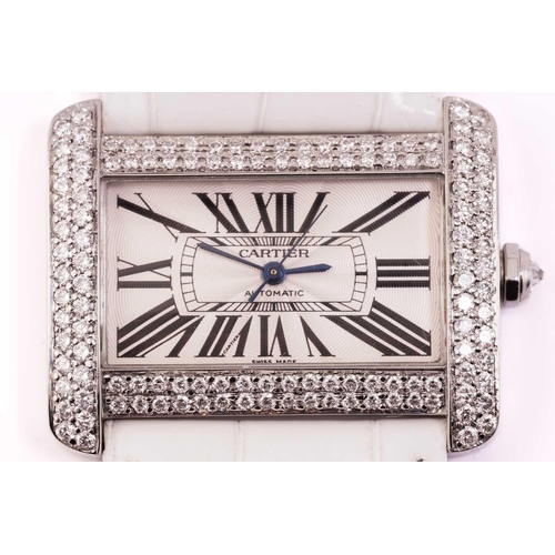 292 - A Diamond set Cartier Tank Divan Ref.2612, featuring a swiss made automatic movement in a steel case... 