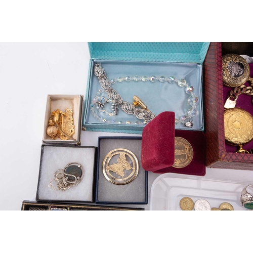 96 - A Victorian jewellery box and a quantity of costume jewellery and fashion watches, including a Scand... 