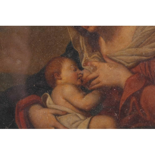 24 - Early 19th century Continental school, study of 'Virgin of the Milk', oil on canvas, 24 cm diameter,... 