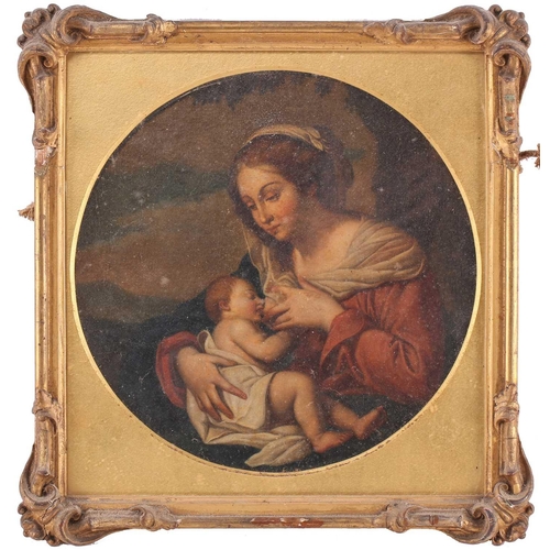 24 - Early 19th century Continental school, study of 'Virgin of the Milk', oil on canvas, 24 cm diameter,... 