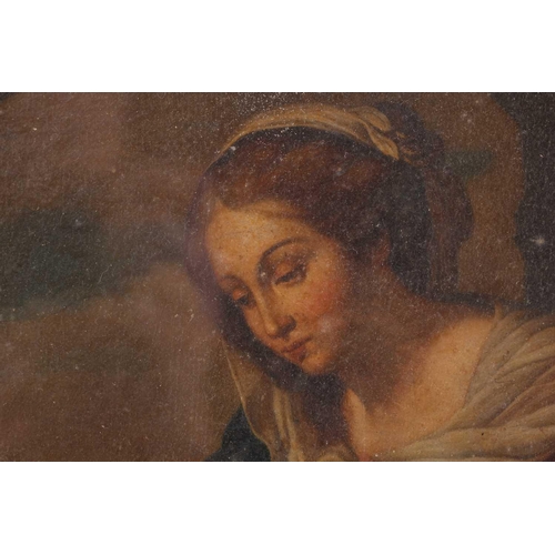 24 - Early 19th century Continental school, study of 'Virgin of the Milk', oil on canvas, 24 cm diameter,... 