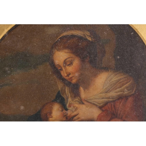 24 - Early 19th century Continental school, study of 'Virgin of the Milk', oil on canvas, 24 cm diameter,... 