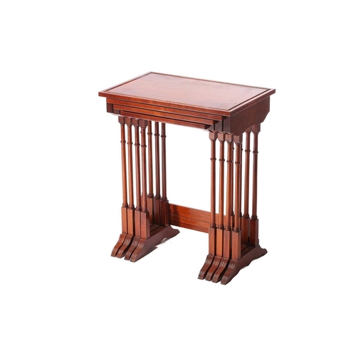 111 - A George III style mahogany quartteto of intersliding tables, 20th century each table with a moulded... 