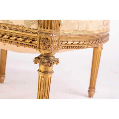 116 - In the manner of Antoine Gaillard; a finely carved wood and gilt gesso fauteuil, 19th century, with ... 