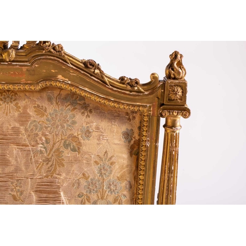 116 - In the manner of Antoine Gaillard; a finely carved wood and gilt gesso fauteuil, 19th century, with ... 