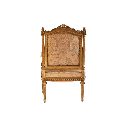 116 - In the manner of Antoine Gaillard; a finely carved wood and gilt gesso fauteuil, 19th century, with ... 