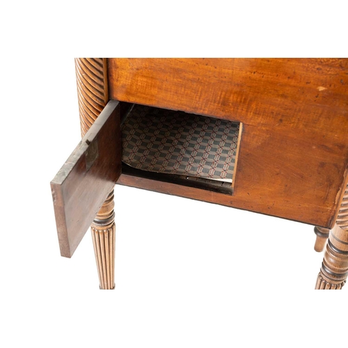 117 - A Regency mahogany sideboard, the rectangular top with rounded corners and ebony strung edge over a ... 