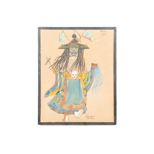 13 - Lea Lafugie (1890 - 1972), Tibetan ceremonial costume designs, a pair, signed and dated Hemis 1926, ... 