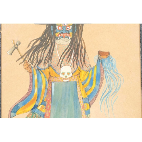 13 - Lea Lafugie (1890 - 1972), Tibetan ceremonial costume designs, a pair, signed and dated Hemis 1926, ... 