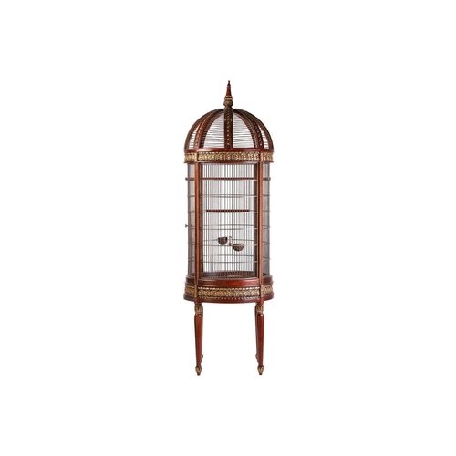 150 - An extremely large and impressive 19th century style cylindrical mahogany parrot cage,late 20th cent... 