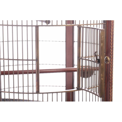 150 - An extremely large and impressive 19th century style cylindrical mahogany parrot cage,late 20th cent... 