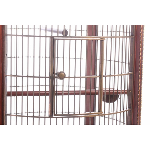 150 - An extremely large and impressive 19th century style cylindrical mahogany parrot cage,late 20th cent... 