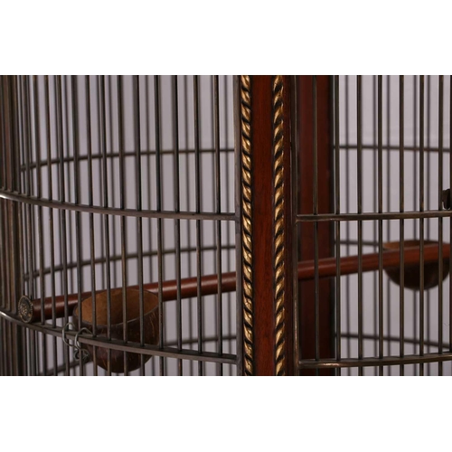 150 - An extremely large and impressive 19th century style cylindrical mahogany parrot cage,late 20th cent... 