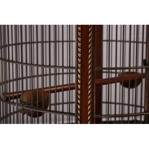 150 - An extremely large and impressive 19th century style cylindrical mahogany parrot cage,late 20th cent... 