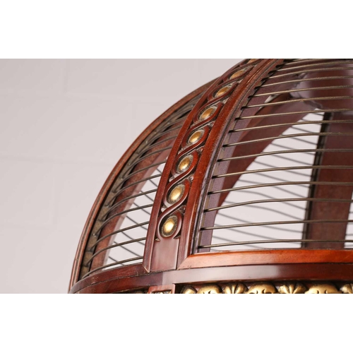 150 - An extremely large and impressive 19th century style cylindrical mahogany parrot cage,late 20th cent... 