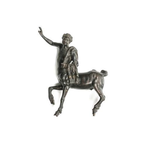 163 - A late grand tour patinated bronze reduction of the Furietti Centaur, 19th century, with arm aloft a... 