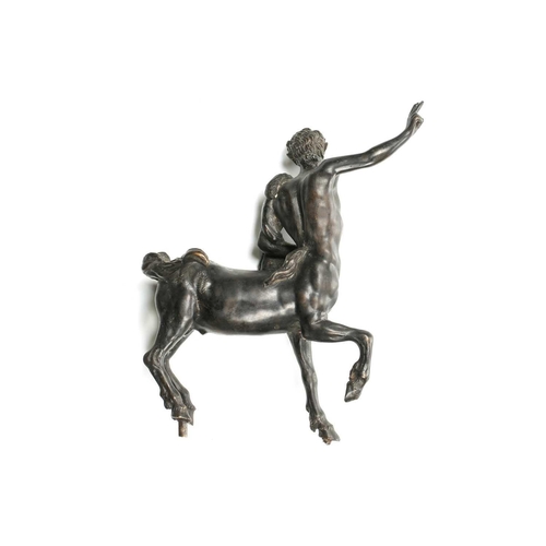 163 - A late grand tour patinated bronze reduction of the Furietti Centaur, 19th century, with arm aloft a... 