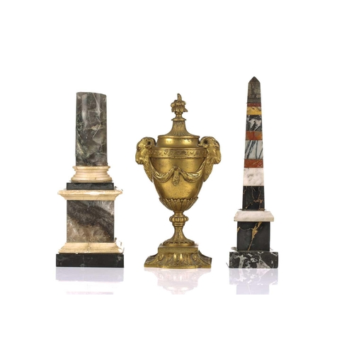 164 - A collection of small grand tour items including a late grand tour cast bronze model of an ancient R... 