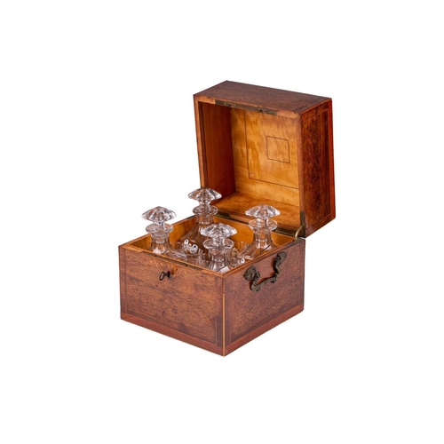 167 - A Victorian marquetry inlaid rosewood liqueur box, the hinged cover inlaid with the legend 