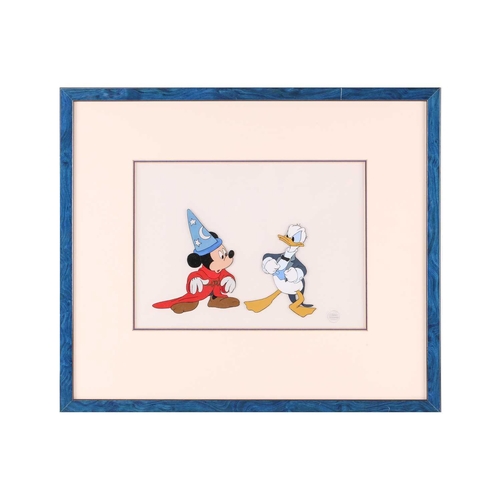 178 - An original Disney animation production cel, featuring 'Mickey as Sorcerer' and Donald Duck, from th... 