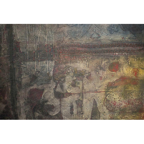 18 - Hussein Salim (b.1966) Sudanese, two large abstract studies, mixed media on canvas, each 151 cm x 13... 