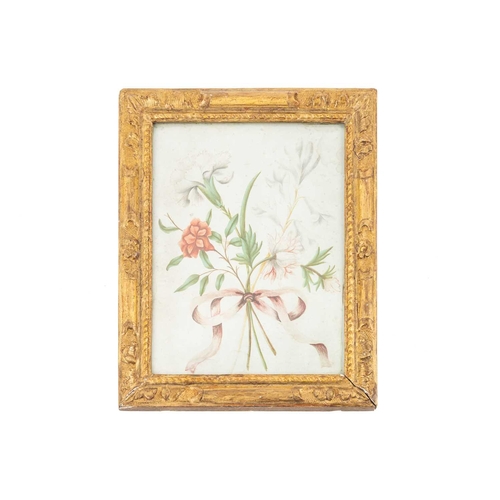 19 - Attributed to Alexander Marshal (c1620 - 1682), Two studies of flowers tied with ribbon, watercolour... 