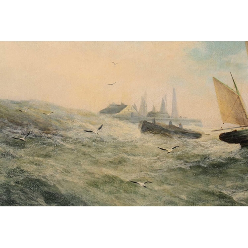 24 - George Knight (fl. 1872-1892) British, 'Off the Harbour', two oils on canvas, similar scenes, 38.5 c... 