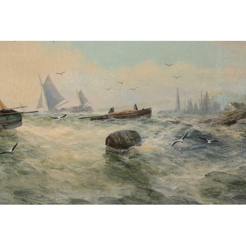 24 - George Knight (fl. 1872-1892) British, 'Off the Harbour', two oils on canvas, similar scenes, 38.5 c... 