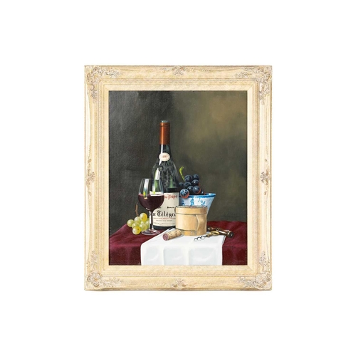 27 - † Peter Kotka (b.1951), 'Rhone with Fruit & Cheese', 1997, still life oil on canvas, 49.5 cm x 39 cm... 