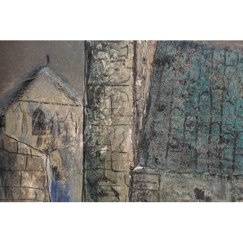 28 - † Fred Uhlman (1901-1985) German, 'Churchyard', oil on board, signed to lower left corner, 48 cm x 6... 