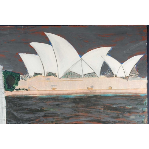 40 - Peter Perdriau (b.1952) Australian, Yachts outside Sydney Opera House, signed, oil on paper mounted ... 