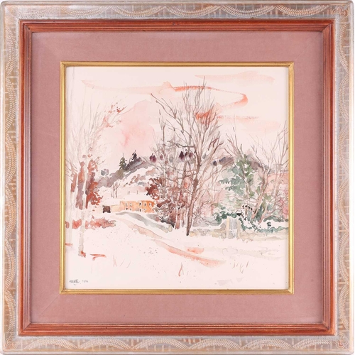 50 - † George Hosotte (b 1936 French), Neige à Saint Moré, signed and dated 1986, inscribed verso, waterc... 