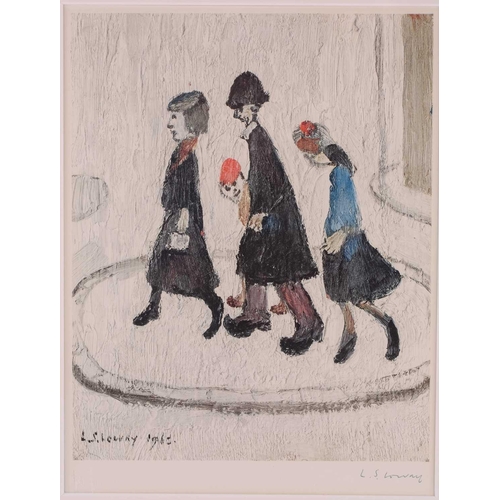 62 - † Laurence Stephen Lowry RA (1887-1976) British, 'The Family', limited edition print, pencil signed ... 