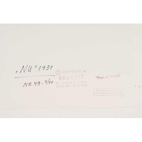 68 - † Brassaï (1899-1994) Hungarian French, 'Nu no.49 1931' signed and numbered 4/40 in faded red pen, g... 