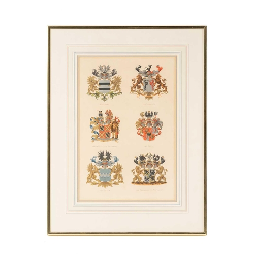 72 - A set of four late 19th century prints of Dutch Heraldic coats of arms, from Johannes Baptist Rietst... 