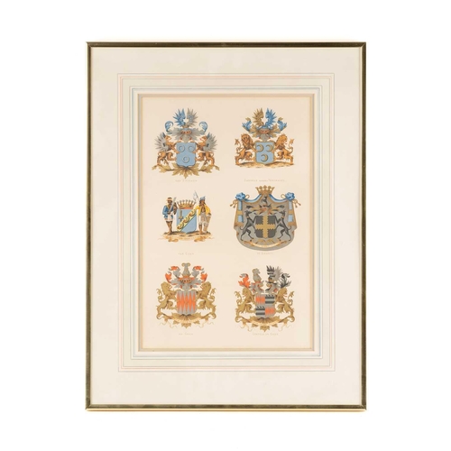 72 - A set of four late 19th century prints of Dutch Heraldic coats of arms, from Johannes Baptist Rietst... 