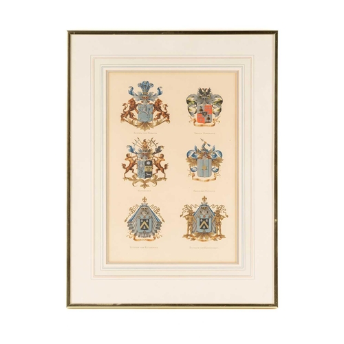 72 - A set of four late 19th century prints of Dutch Heraldic coats of arms, from Johannes Baptist Rietst... 