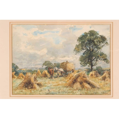 8 - John Atkinson (Staithes Group, 1863-1924), rural scene with hay cart and horses, watercolour, signed... 