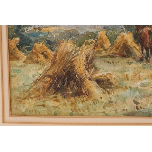 8 - John Atkinson (Staithes Group, 1863-1924), rural scene with hay cart and horses, watercolour, signed... 