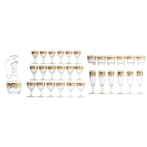 219 - A suite of St. Louis Crystal Trianon Gold design drinking glasses, including, six large tumblers, 8.... 