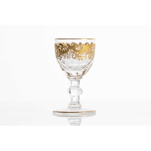 219 - A suite of St. Louis Crystal Trianon Gold design drinking glasses, including, six large tumblers, 8.... 