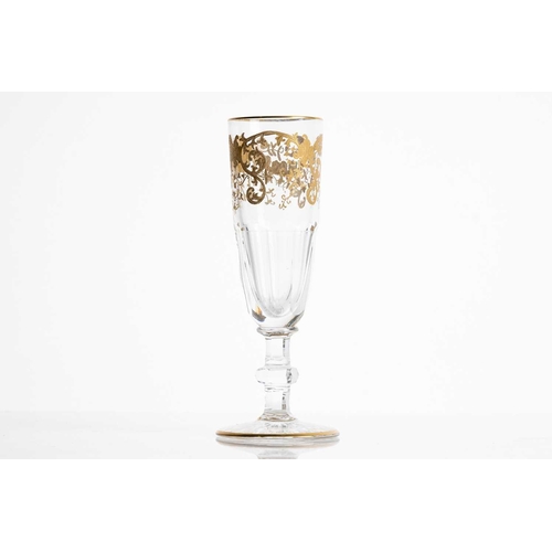 219 - A suite of St. Louis Crystal Trianon Gold design drinking glasses, including, six large tumblers, 8.... 