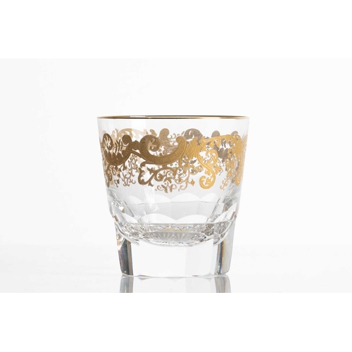 219 - A suite of St. Louis Crystal Trianon Gold design drinking glasses, including, six large tumblers, 8.... 