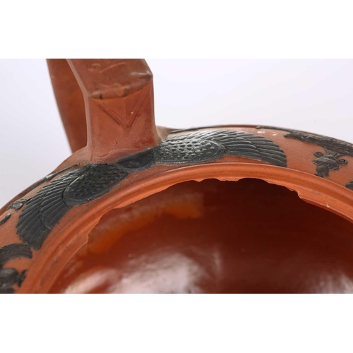 237 - A large Wedgwood rosso antico teapot and cover, early 19th century, with applied Egyptian decoration... 