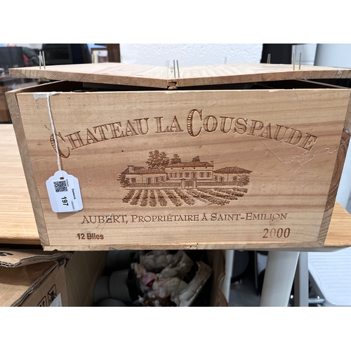 197 - A twelve-bottle case of Chateau La Couspaude, 2000, St Emilion Grand Cru Classé, ullage bottom of ne... 