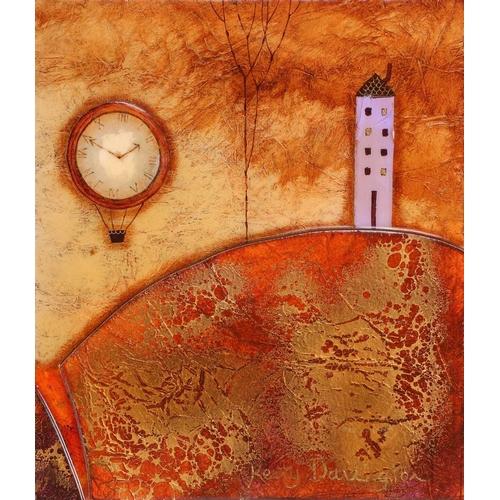 11 - † Kerry Darlington (b.1974), a large triptych, mixed media and resin on board, signed to right-hand ... 