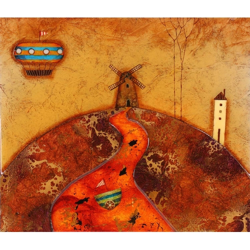 11 - † Kerry Darlington (b.1974), a large triptych, mixed media and resin on board, signed to right-hand ... 