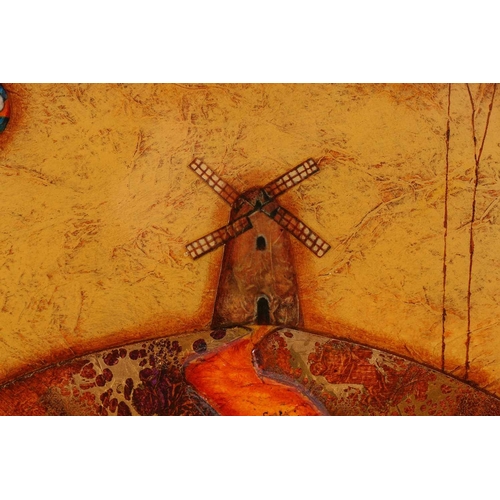 11 - † Kerry Darlington (b.1974), a large triptych, mixed media and resin on board, signed to right-hand ... 