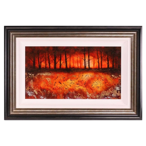 12 - † Kerry Darlington (b.1974), a forest landscape, mixed media and resin on board, signed to bottom ri... 