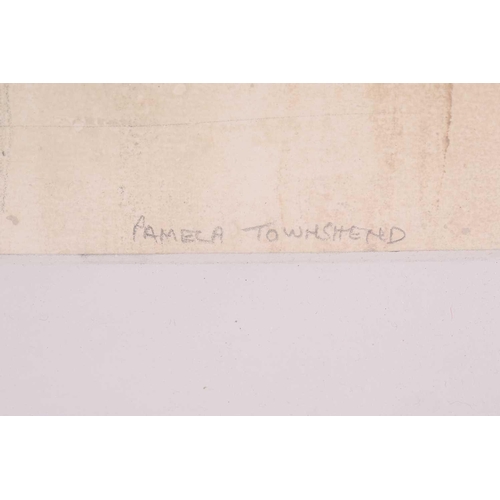 21 - † Pamela Townsend (1920-2019) British, 'Cyclists passing Christ's College, Cambridge', 'Bicycles lea... 